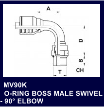 MV90K   O-RING BOSS MALE SWIVEL - 90 ELBOW