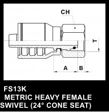 FS13K   METRIC HEAVY FEMALE SWIVEL (24 CONE SEAT)