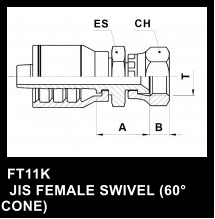 FT11K   JIS FEMALE SWIVEL (60 CONE)