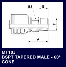 MT10J BSPT TAPERED MALE - 60 CONE