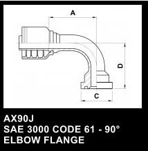 AX90J SAE 3000 CODE 61 - 90 ELBOW FLANGE