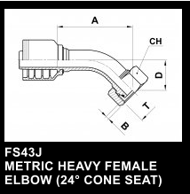 FS43J METRIC HEAVY FEMALE  ELBOW (24 CONE SEAT)