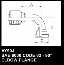 AY90J SAE 6000 CODE 62 - 90 ELBOW FLANGE