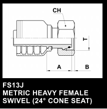 FS13J METRIC HEAVY FEMALE SWIVEL (24 CONE SEAT)