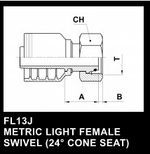 FL13J METRIC LIGHT FEMALE SWIVEL (24 CONE SEAT)