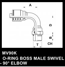 MV90K   O-RING BOSS MALE SWIVEL - 90 ELBOW