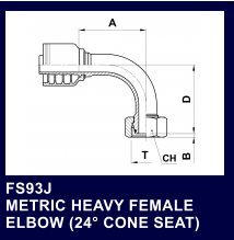 FS93J METRIC HEAVY FEMALE  ELBOW (24 CONE SEAT)