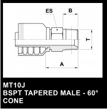 MT10J BSPT TAPERED MALE - 60 CONE